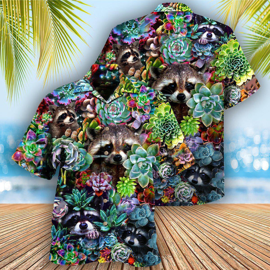 Raccoon Animals Succulent - Hawaiian Shirt