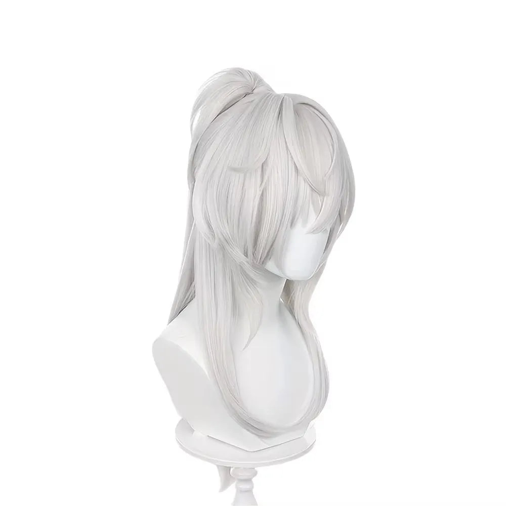 Anime Cosplay Jing Yuan Wig Long Straight Silver White Ponytail Synthetic Hair Peluca For Frieren Festival Role Play Props