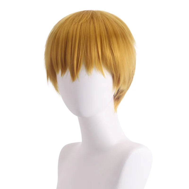 Short Synthetic Wig Inspired By Reigen-Arataka Character Dark Blonde Hair Cosplay Costume Party Anime Fiber