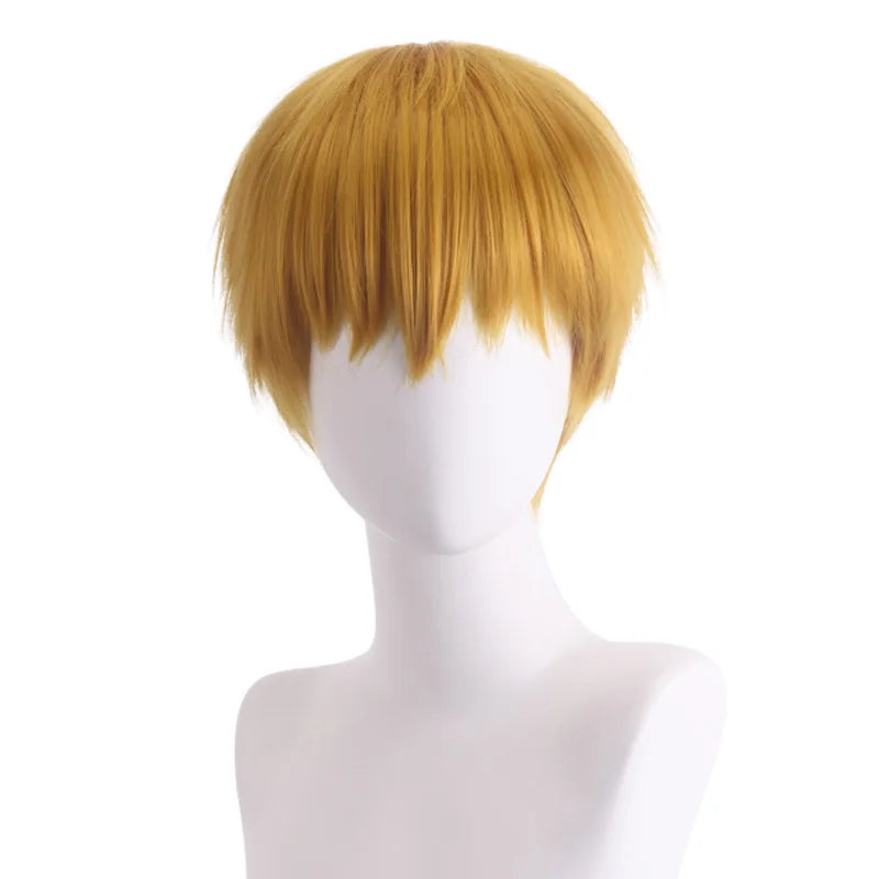 Short Synthetic Wig Inspired By Reigen-Arataka Character Dark Blonde Hair Cosplay Costume Party Anime Fiber