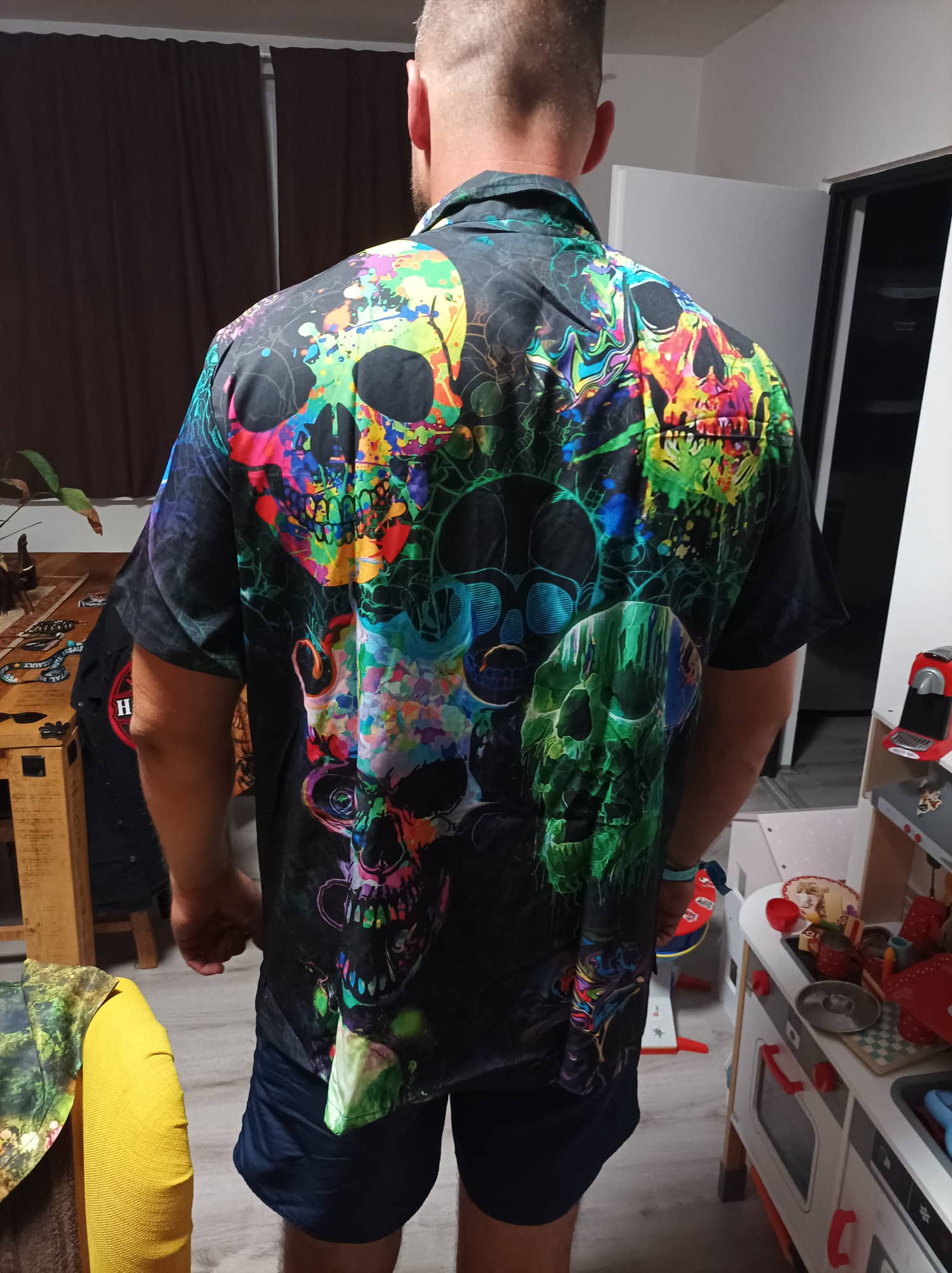 Skull Green Color Splash - Hawaiian Shirt