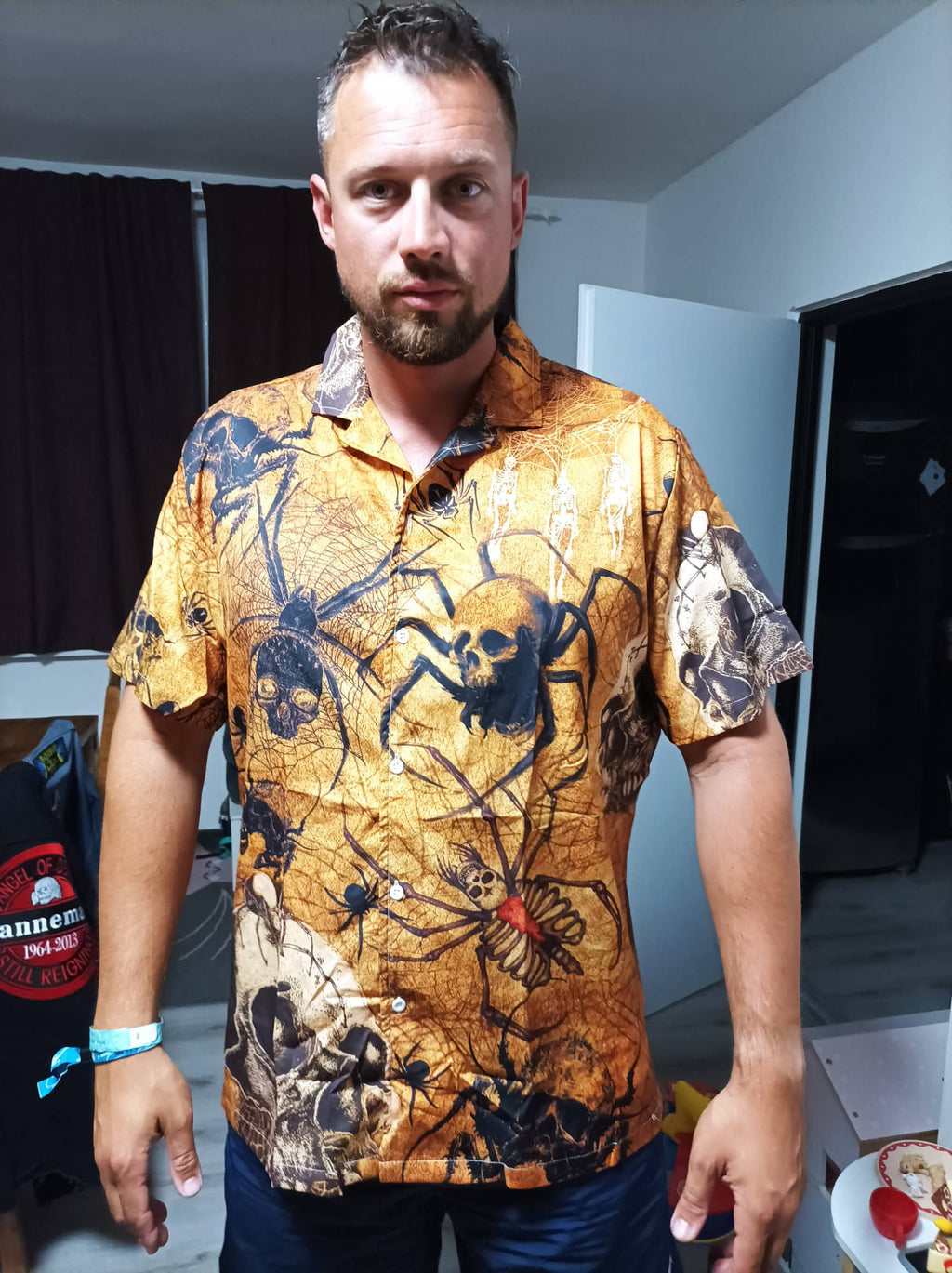 Skull Im Only Here For The Spiders - Hawaiian Shirt