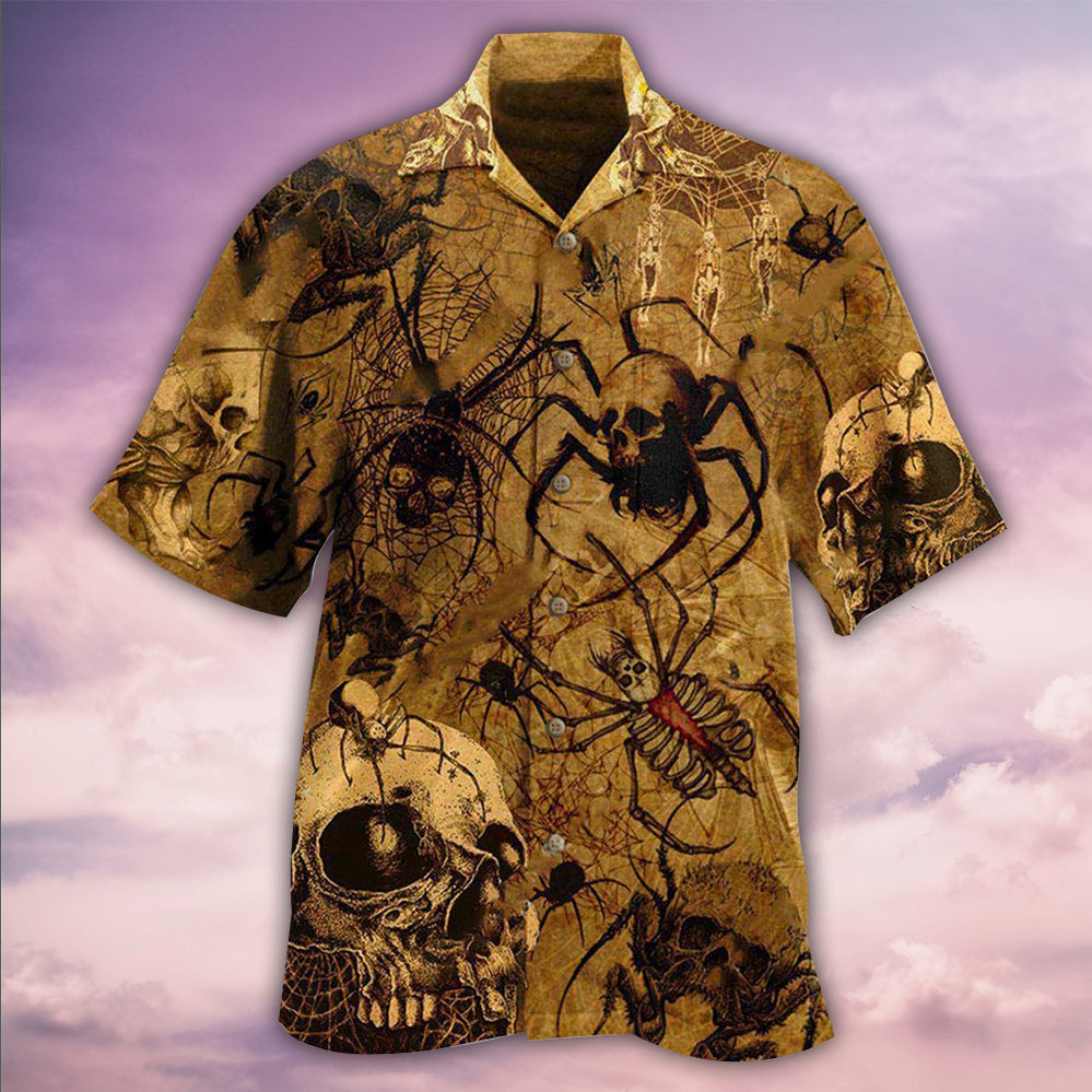 Skull Im Only Here For The Spiders - Hawaiian Shirt