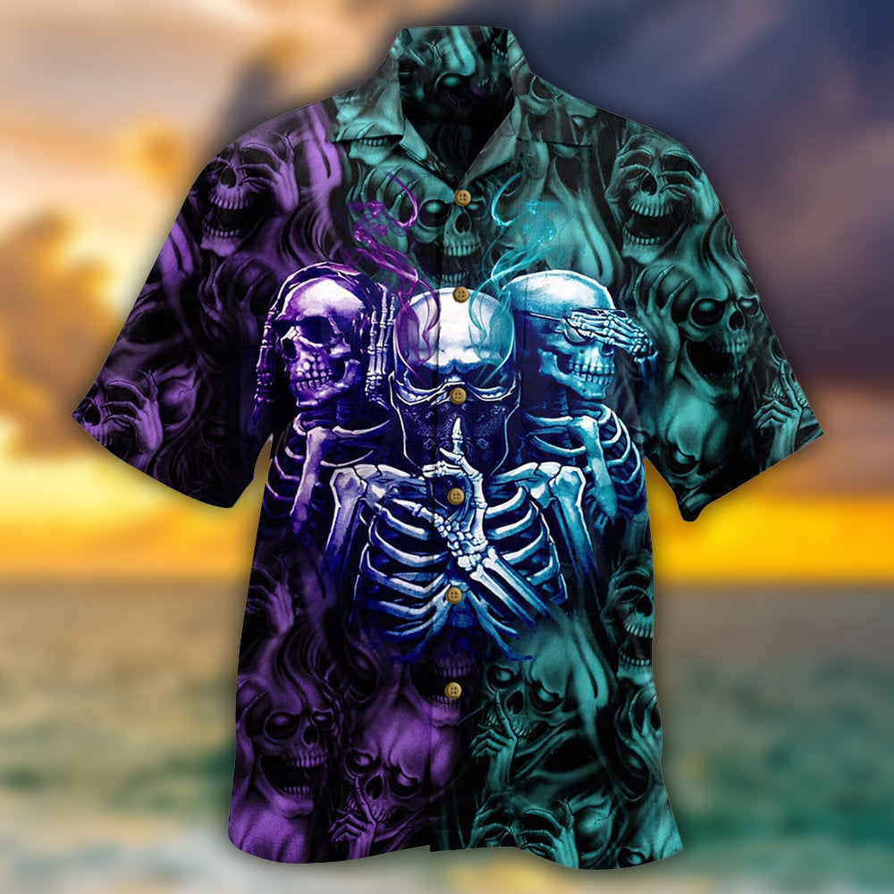 Skull Neither Hear Nor See - Hawaiian Shirt