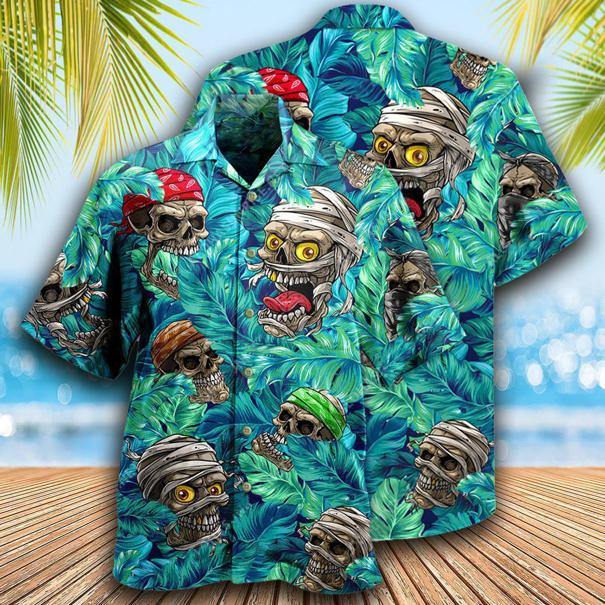 Skull Hide And Seek Tropical Leaf - Hawaiian Shirt