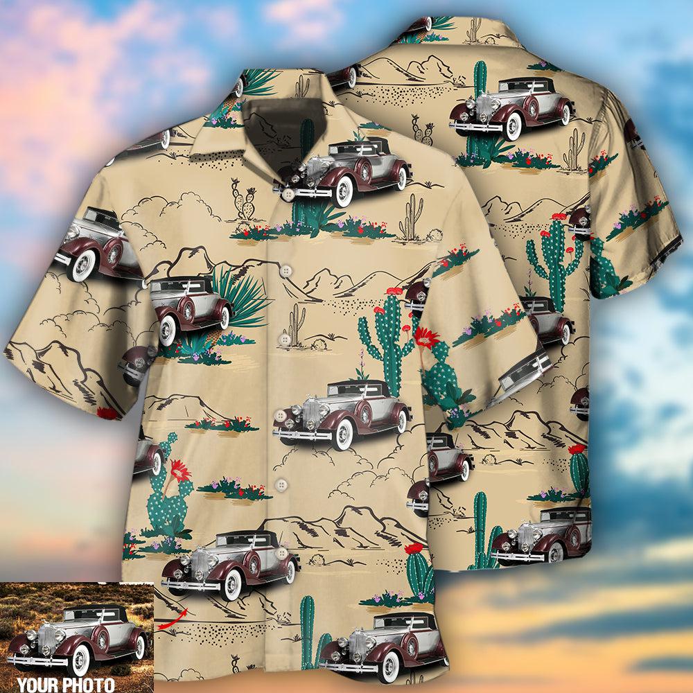 Car On The Desert With Cactus Basic Style Custom Photo - Hawaiian Shirt