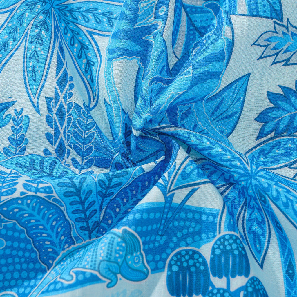 Men's Blue Hawaiian Shirt Tropical Shirt Short Sleeve Button-down 100% Cotton Blue Aloha Jungle Paradise By Huan huan