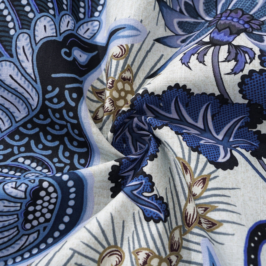 Men's Hawaiian Shirt Short Sleeve Button-down 100% Cotton Blue Phoenix Aloha Shirt By Sun
