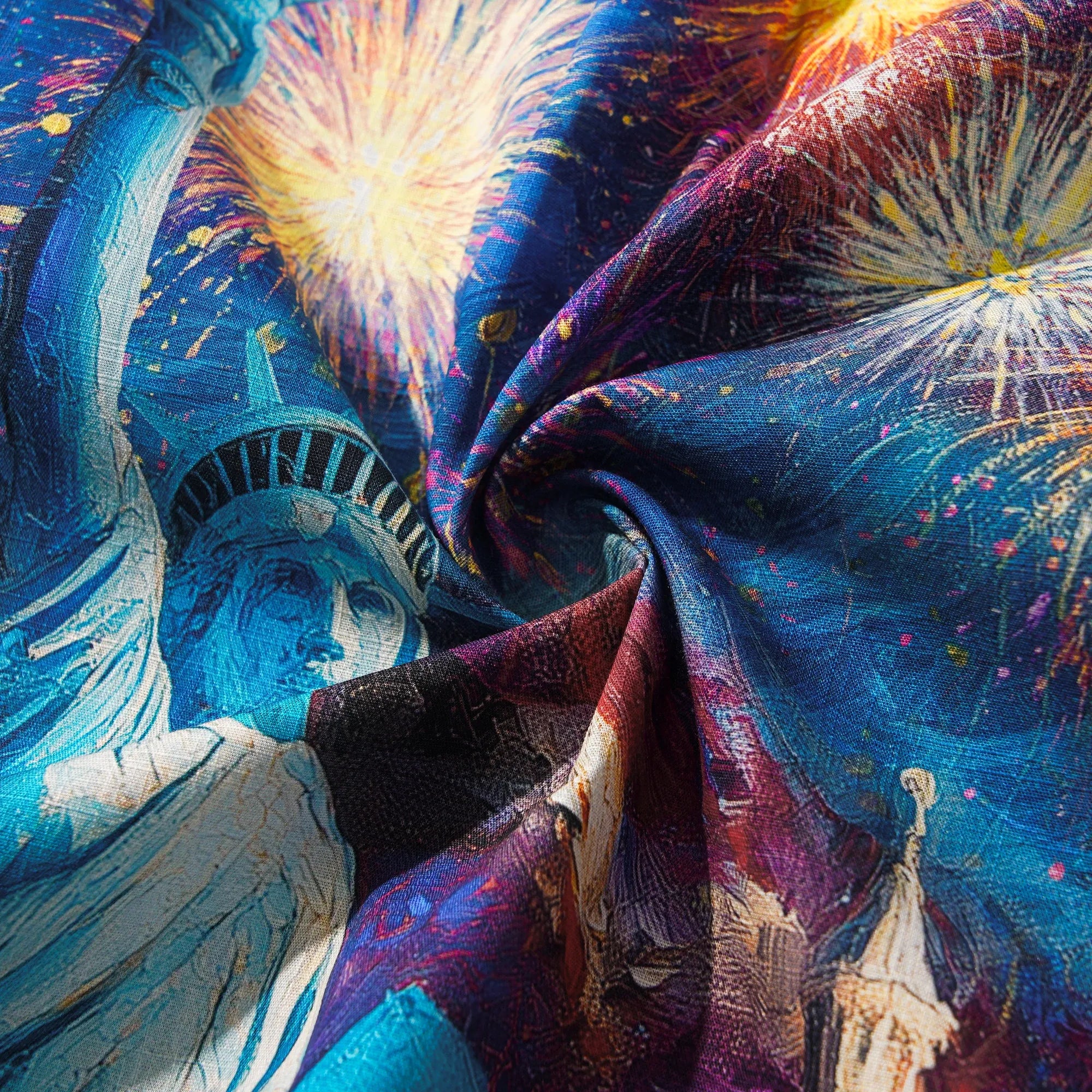 America 250 Men's Hawaiian Shirt Short Sleeve Button-down 100% Cotton Blue Aloha Starry Night Fireworks 250 Celebration By Yana