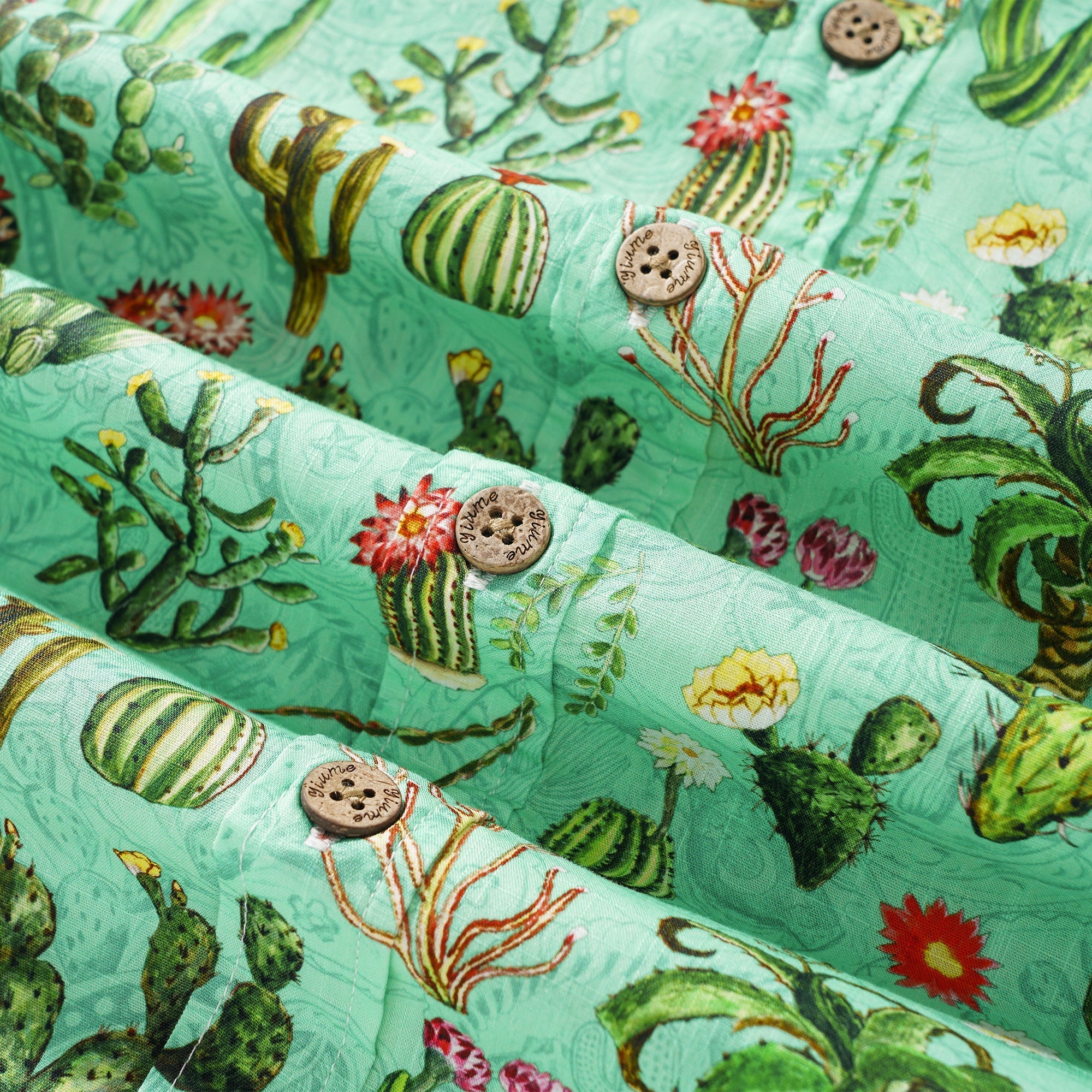 Cactus Shirt For Men Green Hawaiian Shirt Short Sleeve Button-down Western Cowboy Shirt By Sophia