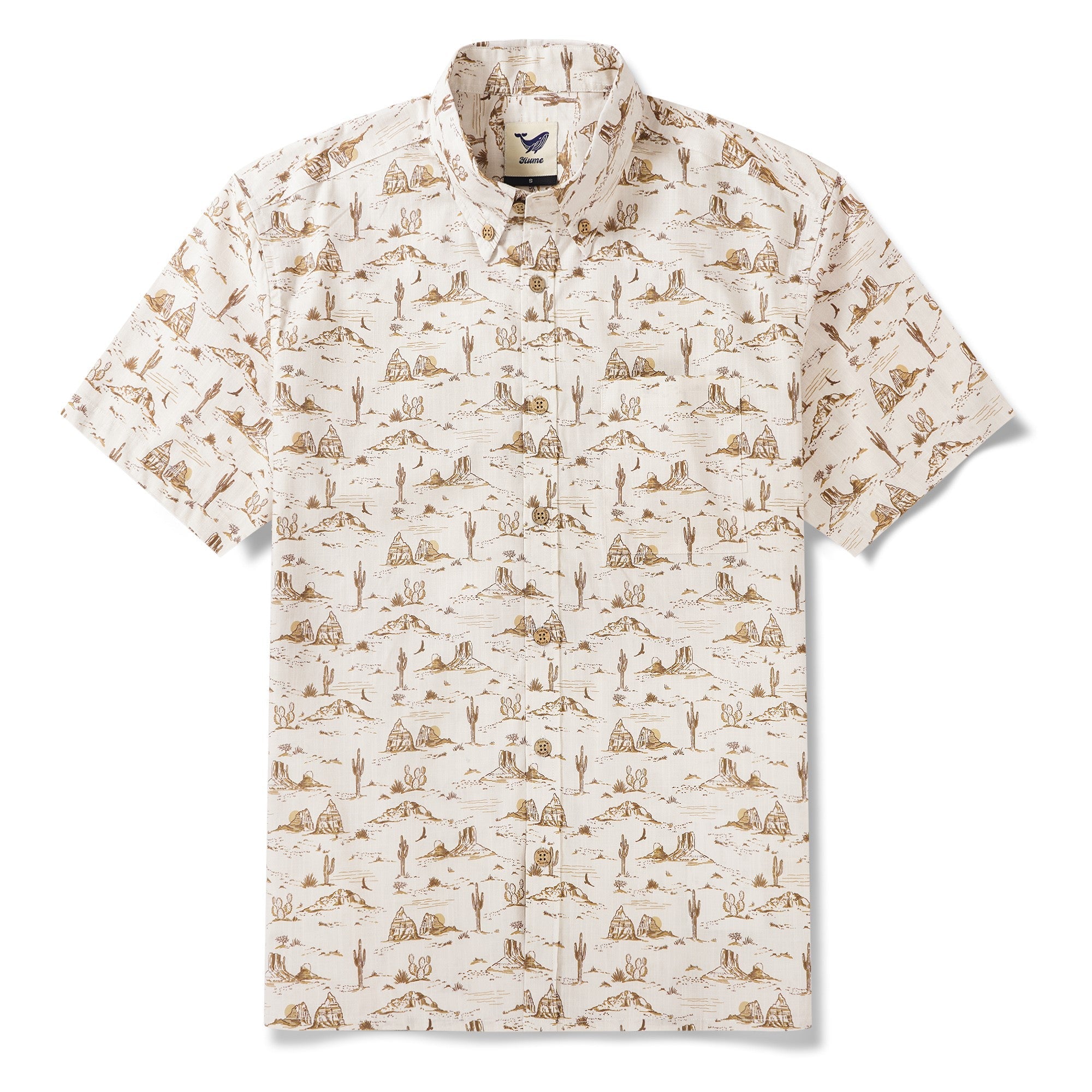 Men's Hawaiian Shirt Short Sleeve Button-down 100% Cotton Yellow Aloha Western Desert Landscape By Hufton Studio Limited By Hufton Studio - Fleur Crawford
