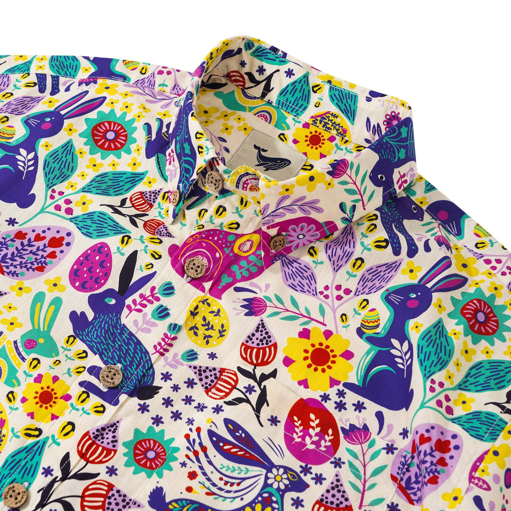 Easter Day Men's Hawaiian Shirt Short Sleeve Button-down 100% Cotton Aloha Easter Vibes By Yana