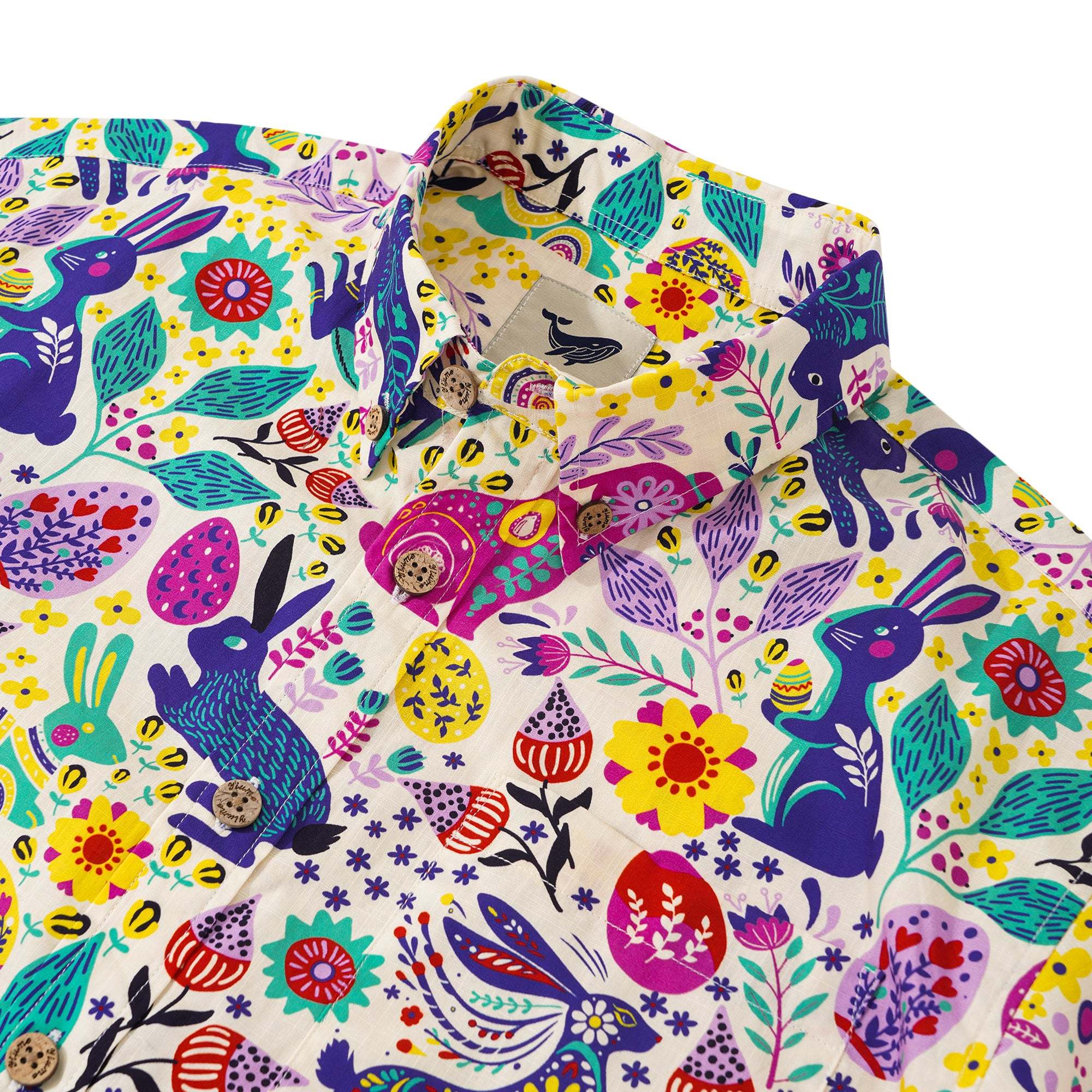 Easter Day Men's Hawaiian Shirt Short Sleeve Button-down 100% Cotton Aloha Easter Vibes By Yana