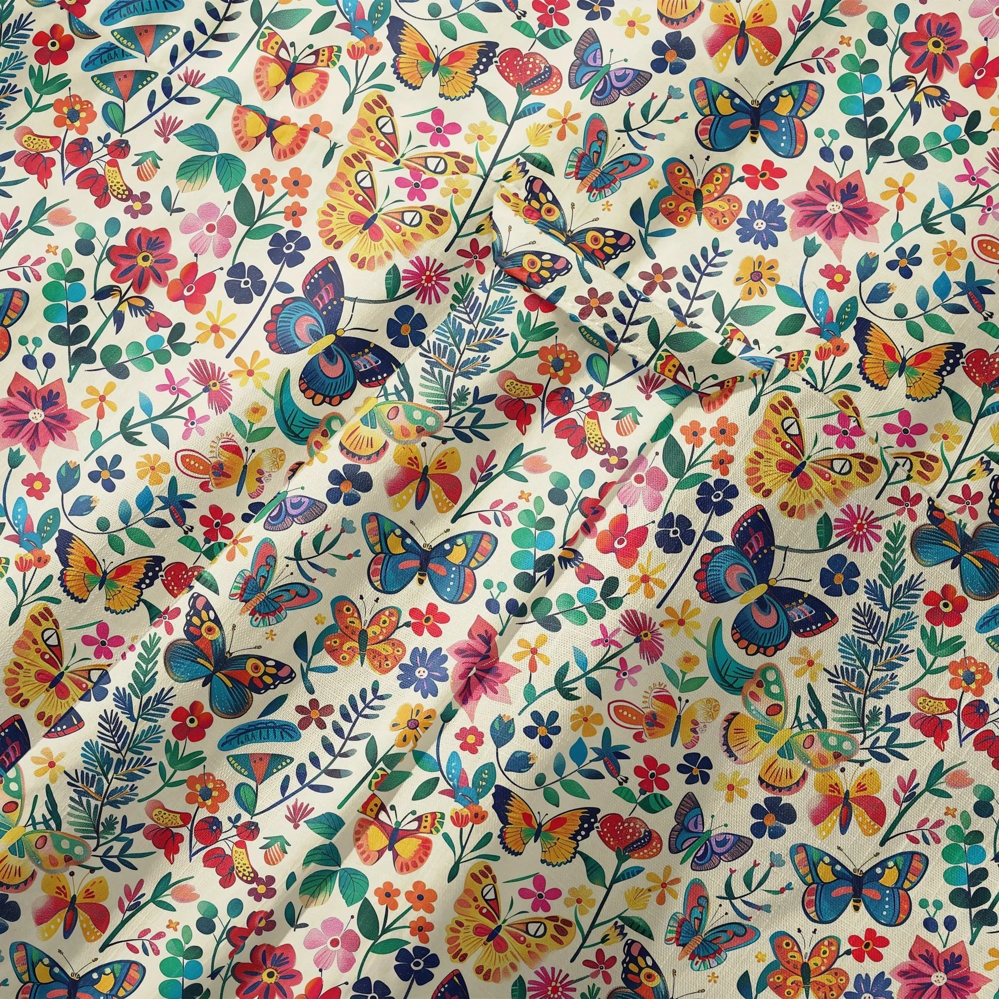 Chemise hawaïenne pour hommes LeosWare® à manches courtes avec boutons 100 % coton beige Aloha Butterflies Whispers In Full Bloom par Ann