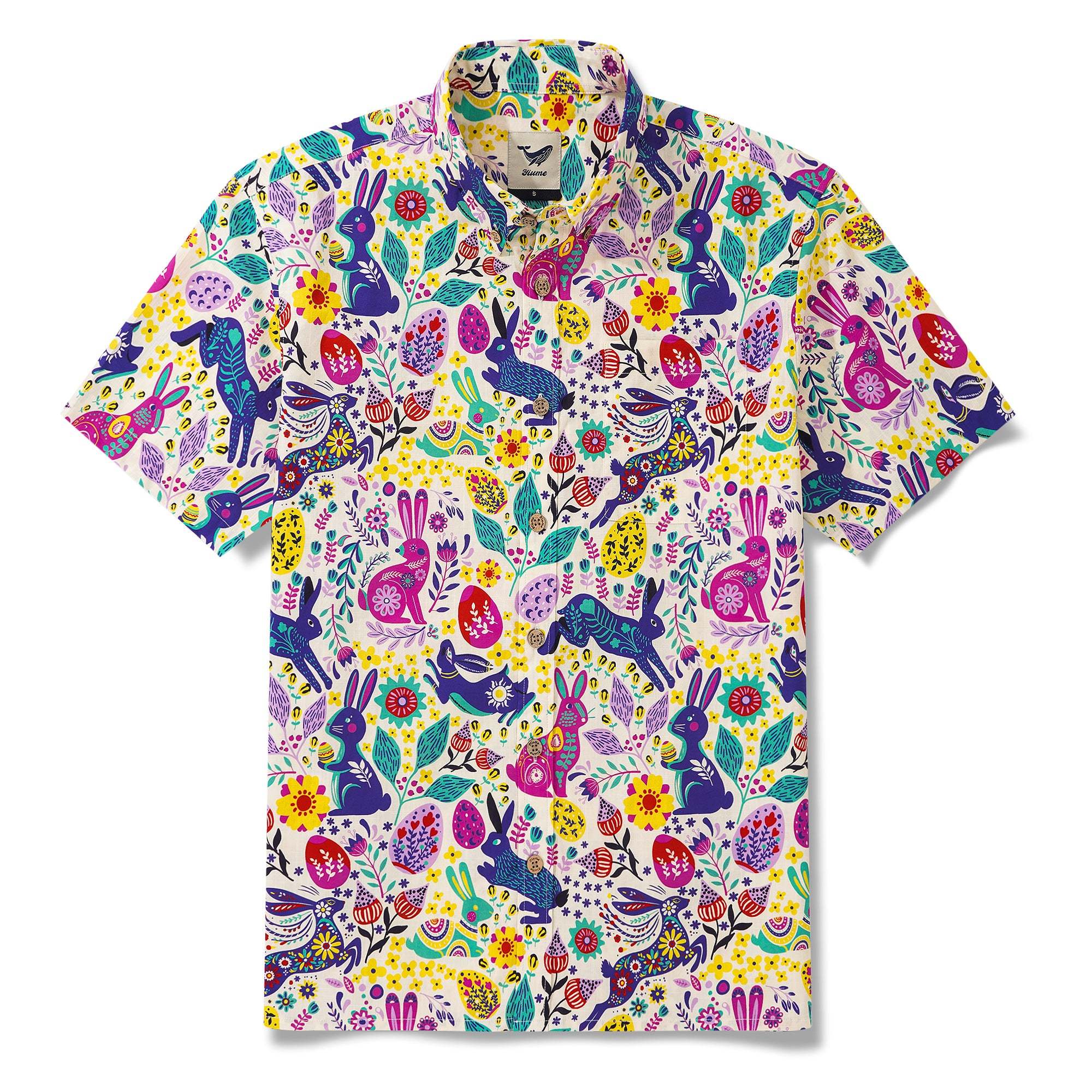 Easter Day Men's Hawaiian Shirt Short Sleeve Button-down 100% Cotton Aloha Easter Vibes By Yana