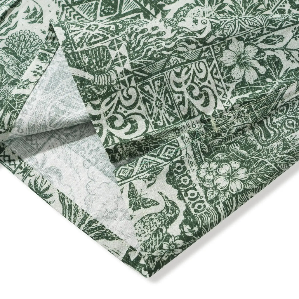 Men's Hawaiian Shirt Short Sleeve Button-down 100% Cotton Green Aloha Tiki Isle Archive - Sage green By Cigar