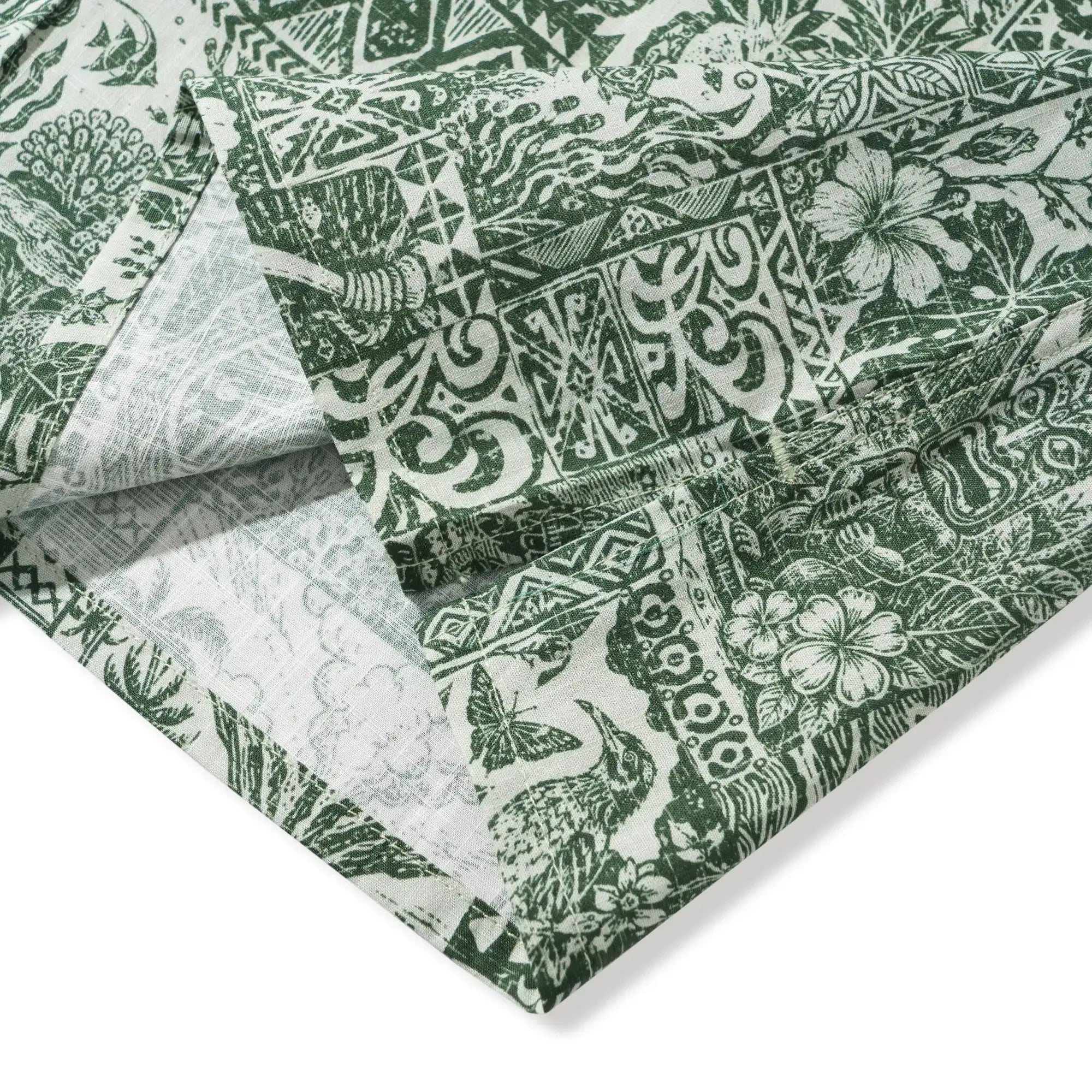 Men's Hawaiian Shirt Short Sleeve Button-down 100% Cotton Green Aloha Tiki Isle Archive - Sage green By Cigar