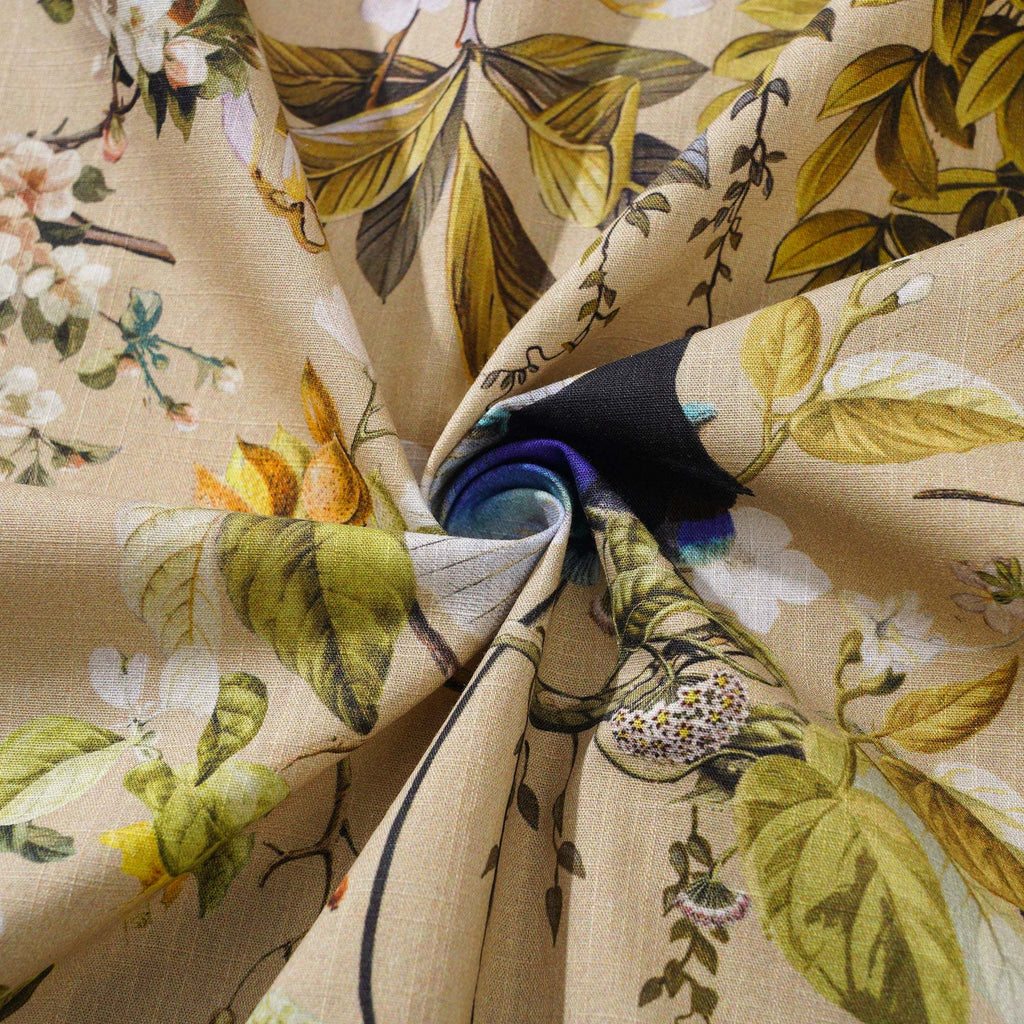 Men's Hawaiian Shirt Short Sleeve Camp Collar 100% Cotton Beige Aloha Shirt By Zeke
