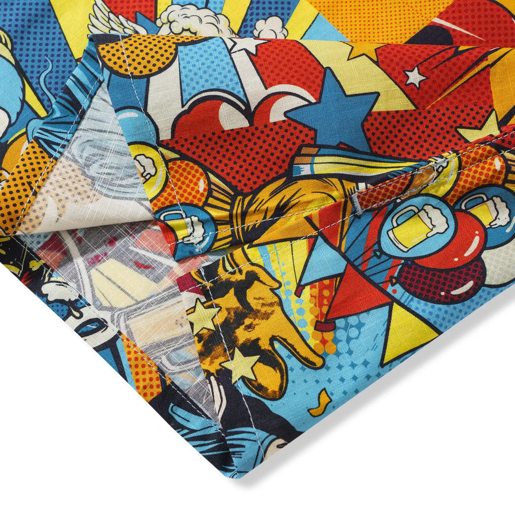 Men's Hawaiian Shirt Short Sleeve Camp Collar 100% Cotton Blue Aloha Pop Art Bacchanalia By Huan huan