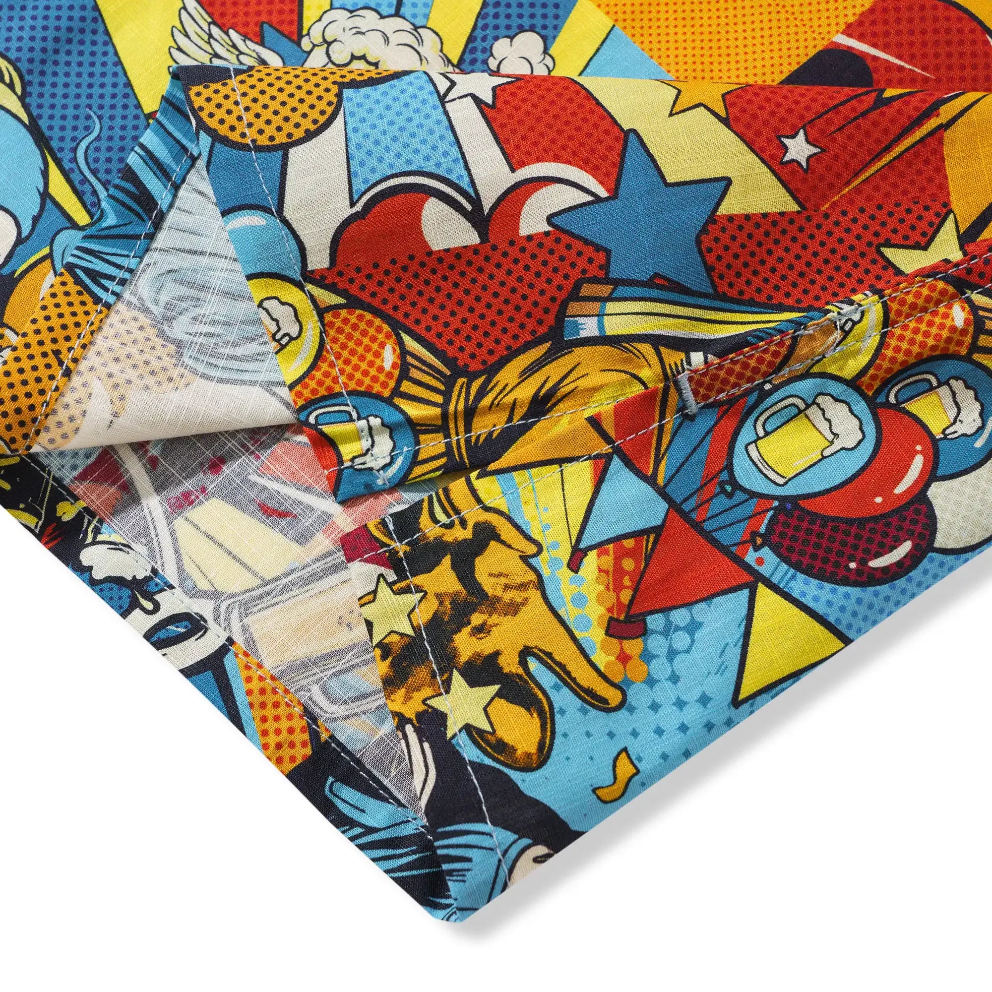 Men's Hawaiian Shirt Short Sleeve Camp Collar 100% Cotton Blue Aloha Pop Art Bacchanalia By Huan huan