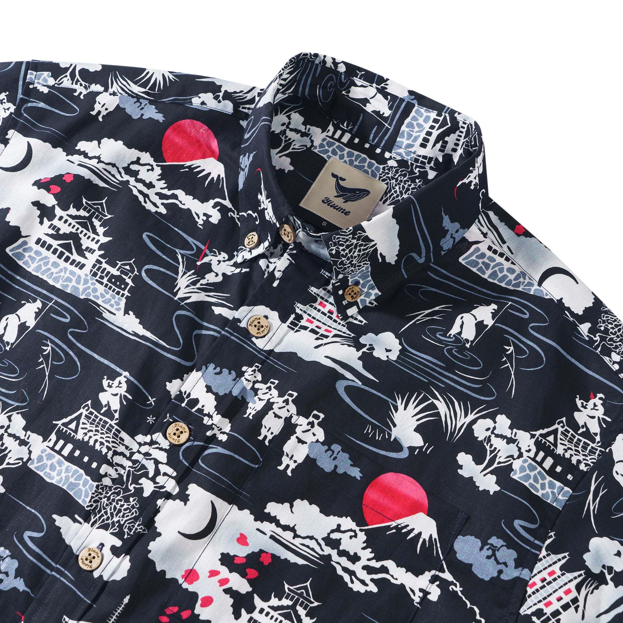 Ninja 100% Cotton Men's Short Sleeve Button-down Shirt White Aloha Hawaiian By Yakima