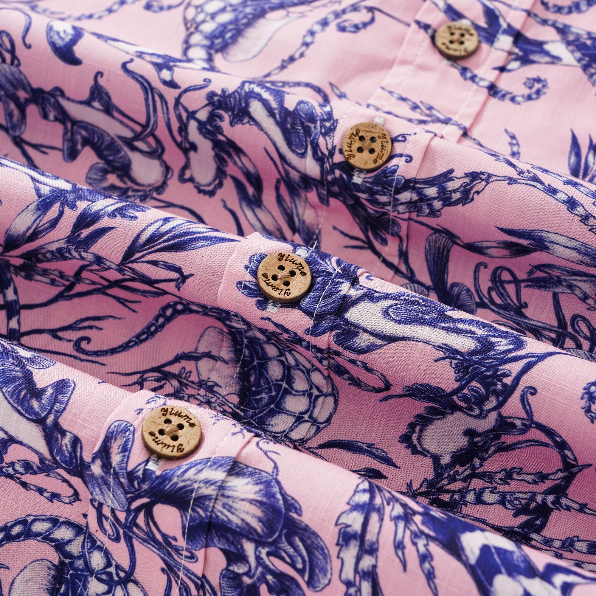 Men's Hawaiian Shirt Short Sleeve Button-down 100% Cotton Aloha Pink Oasis  By Feanne Pink Oasis By Feanne