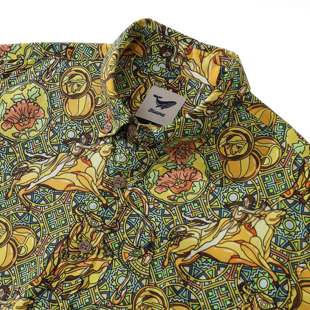 Men's Hawaiian Shirt Taurus Print Tencel™ Button-down Short Sleeve Aloha Shirt The 12 Zodiac Signs By Sun