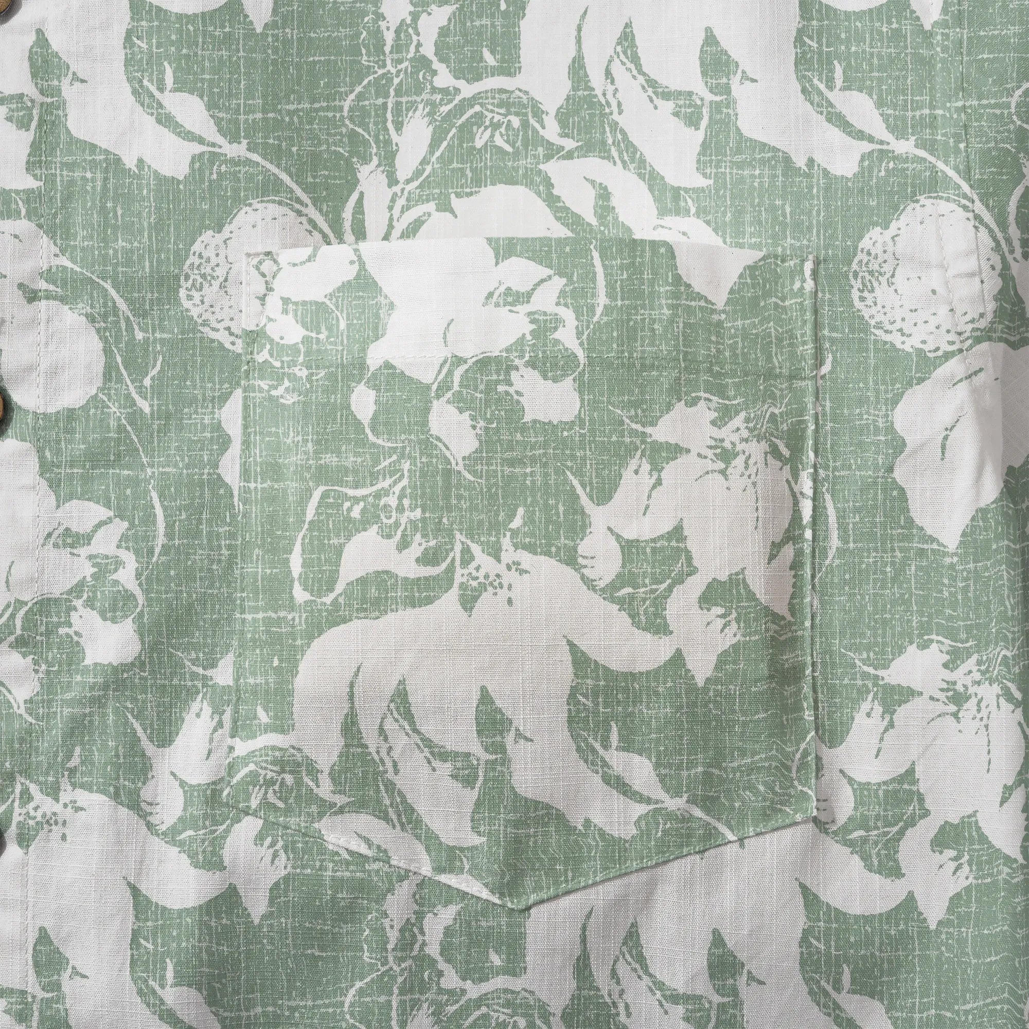 LeosWare® Flower Men's Hawaiian Shirt Short Sleeve Button-up 100% Cotton Green Aloha Verdant Memoirs By Ann