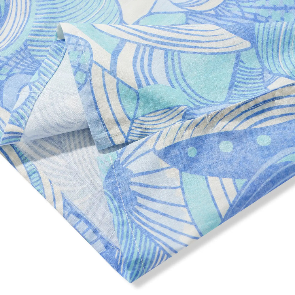 Men's Hawaiian Shirt Short Sleeve Camp Collar 100% Cotton Blue Aloha Lost In Seashells By Roochita Chachra
