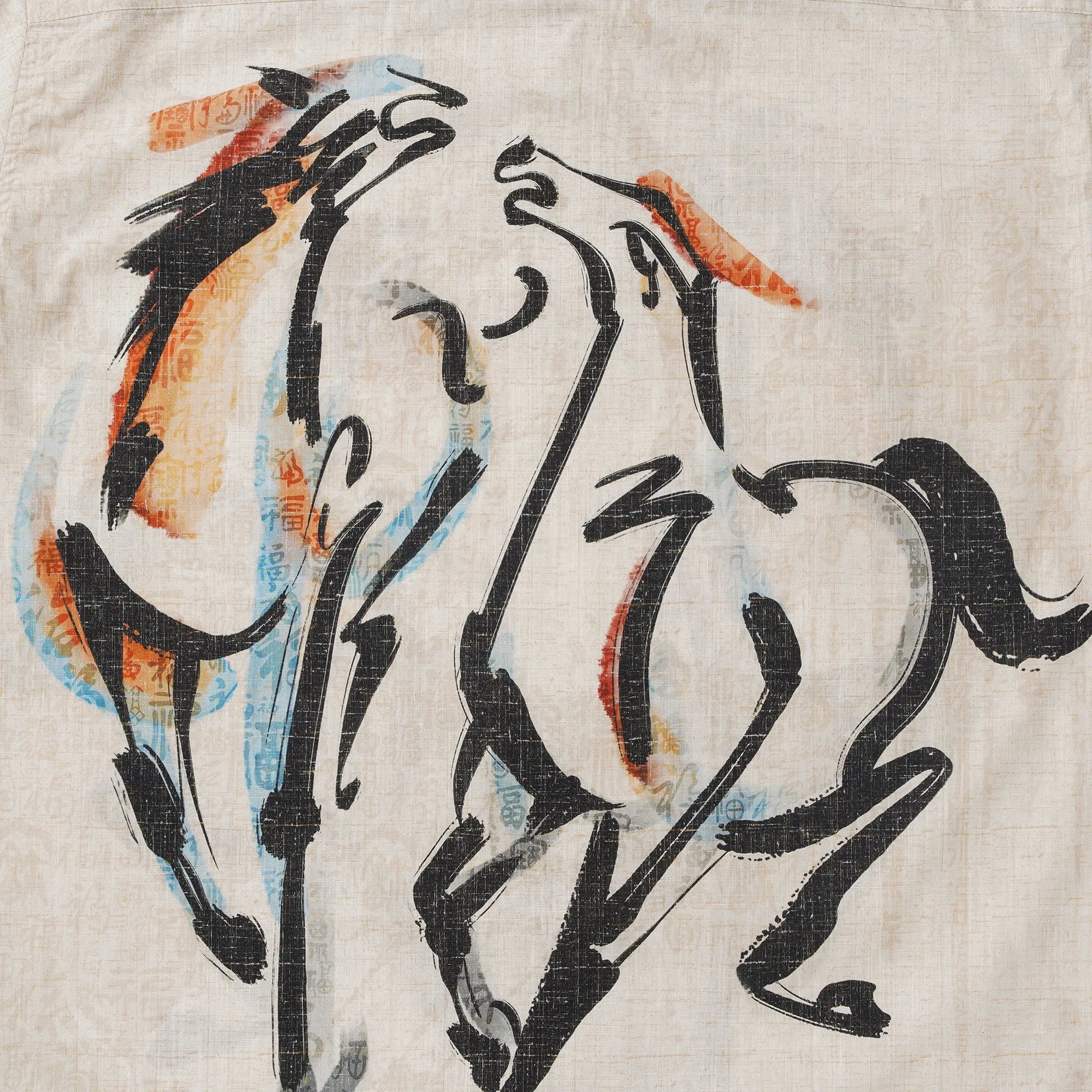 Men's Hawaiian Shirt Short Sleeve Camp Collar 100% Cotton Beige Aloha Horse Fortunate Gallop Year of the Horse 2026 By Huan huan