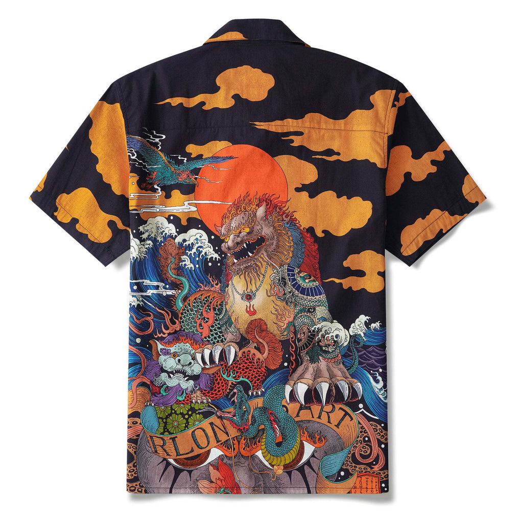 Japanese Ukiyo-e No. 5 By RLoN Hawaiian Shirt for Men Short Sleeve Camp Collar Shirt 100% Cotton Aloha