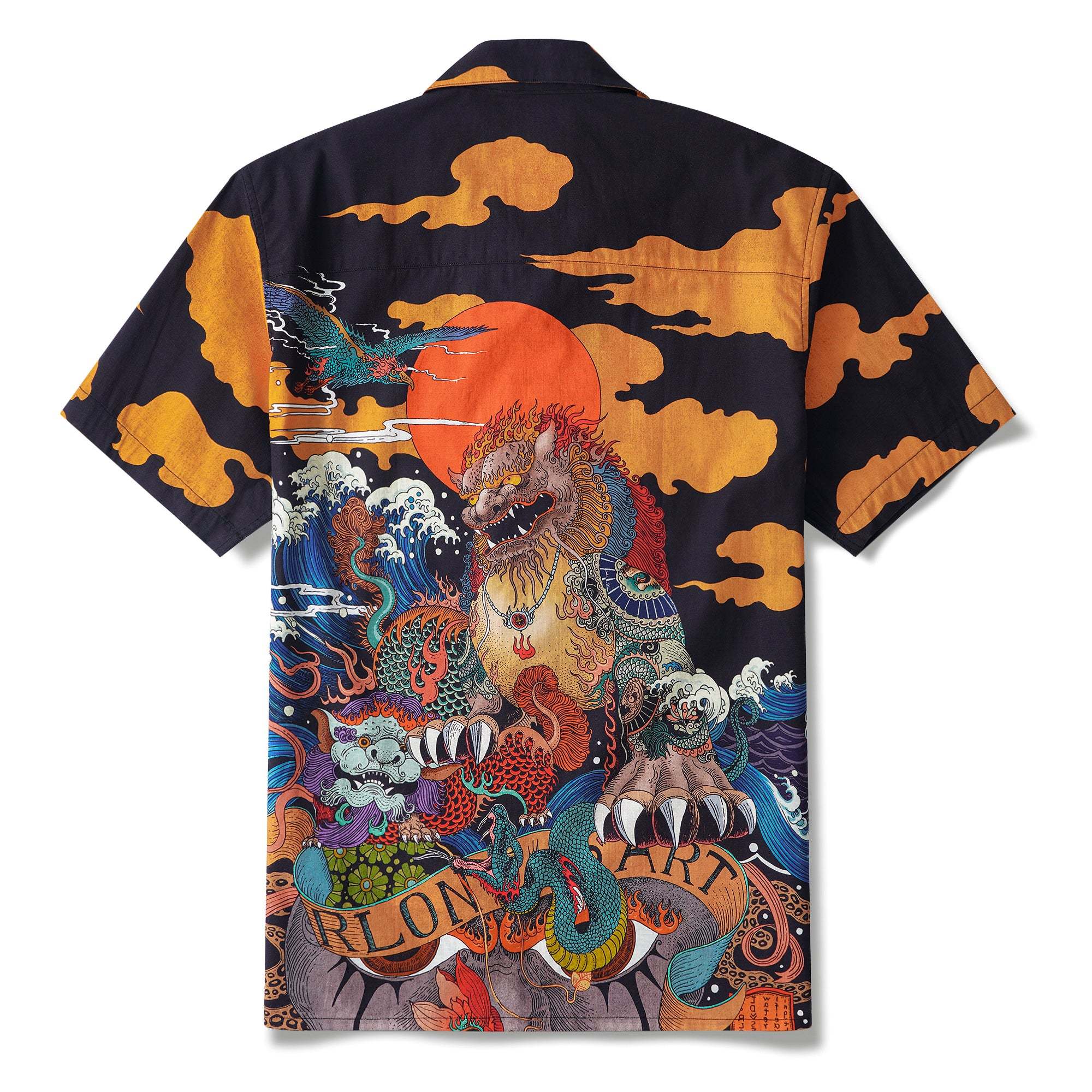 Japanese Ukiyo-e No. 5 By RLoN Hawaiian Shirt for Men Short Sleeve Camp Collar Shirt 100% Cotton Aloha