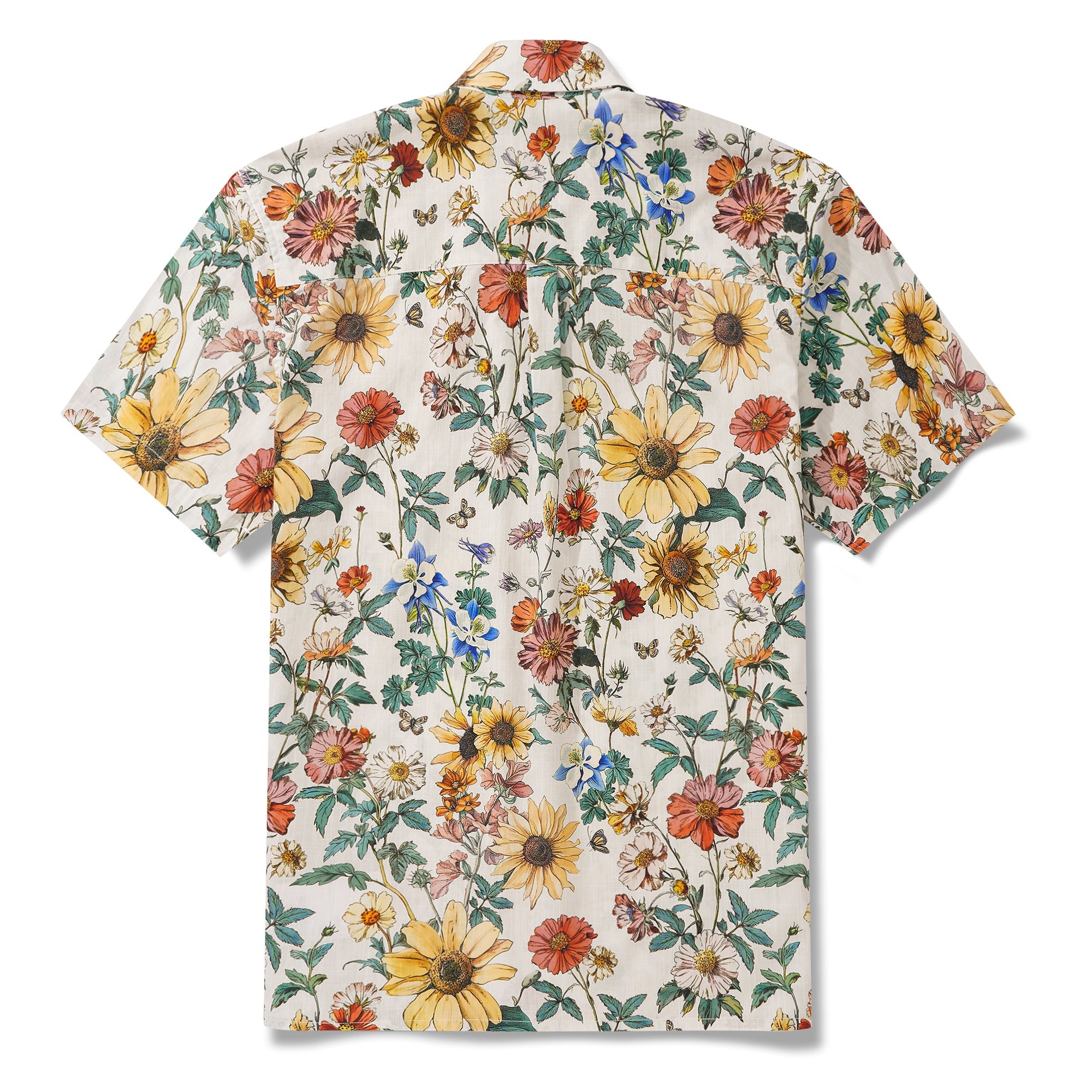 Men's Hawaiian Shirt Short Sleeve Button-down 100% Cotton Beige Aloha Floral Reverie By Zeke