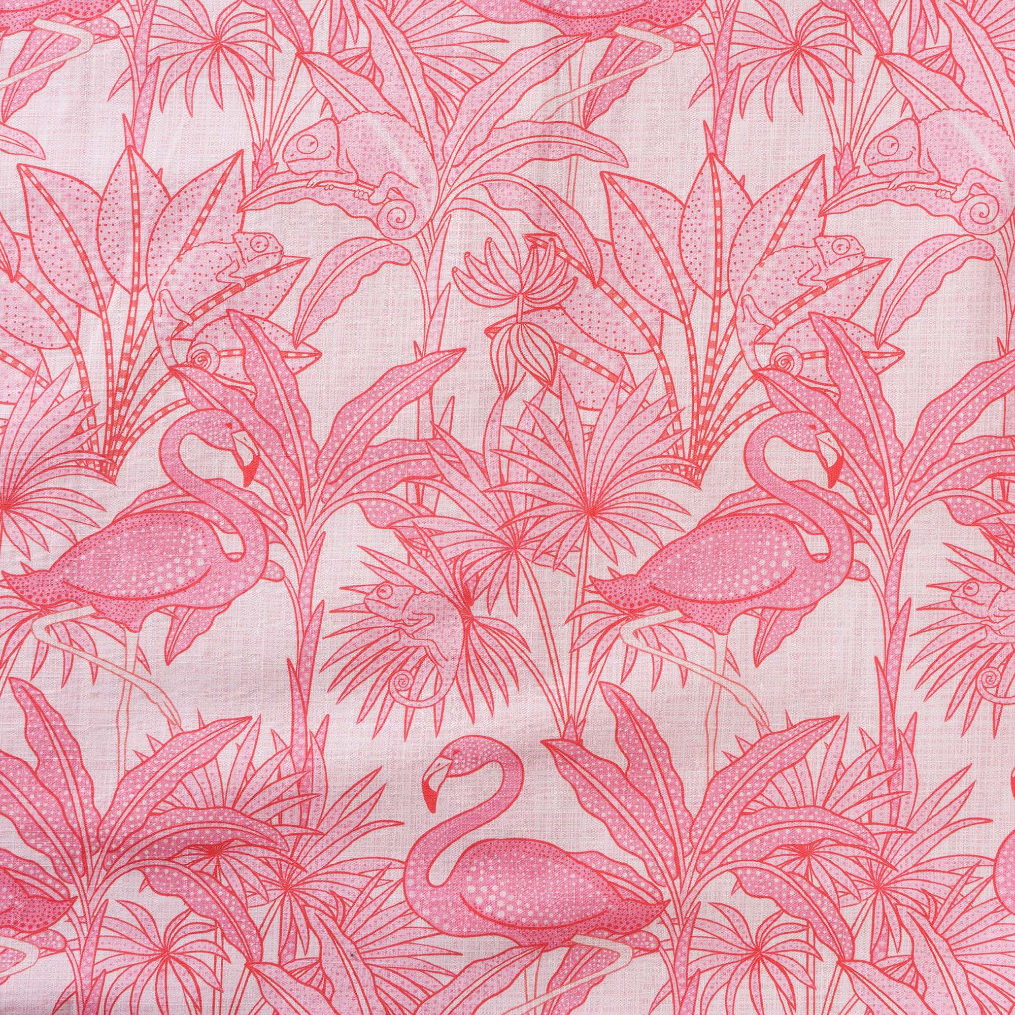 Yiume Men's Pink Hawaiian Shirt Flamingos Shirt 100% Cotton Short Sleeve Button-down Shirt Aloha Flamingos & Chameleons By House of Haricot