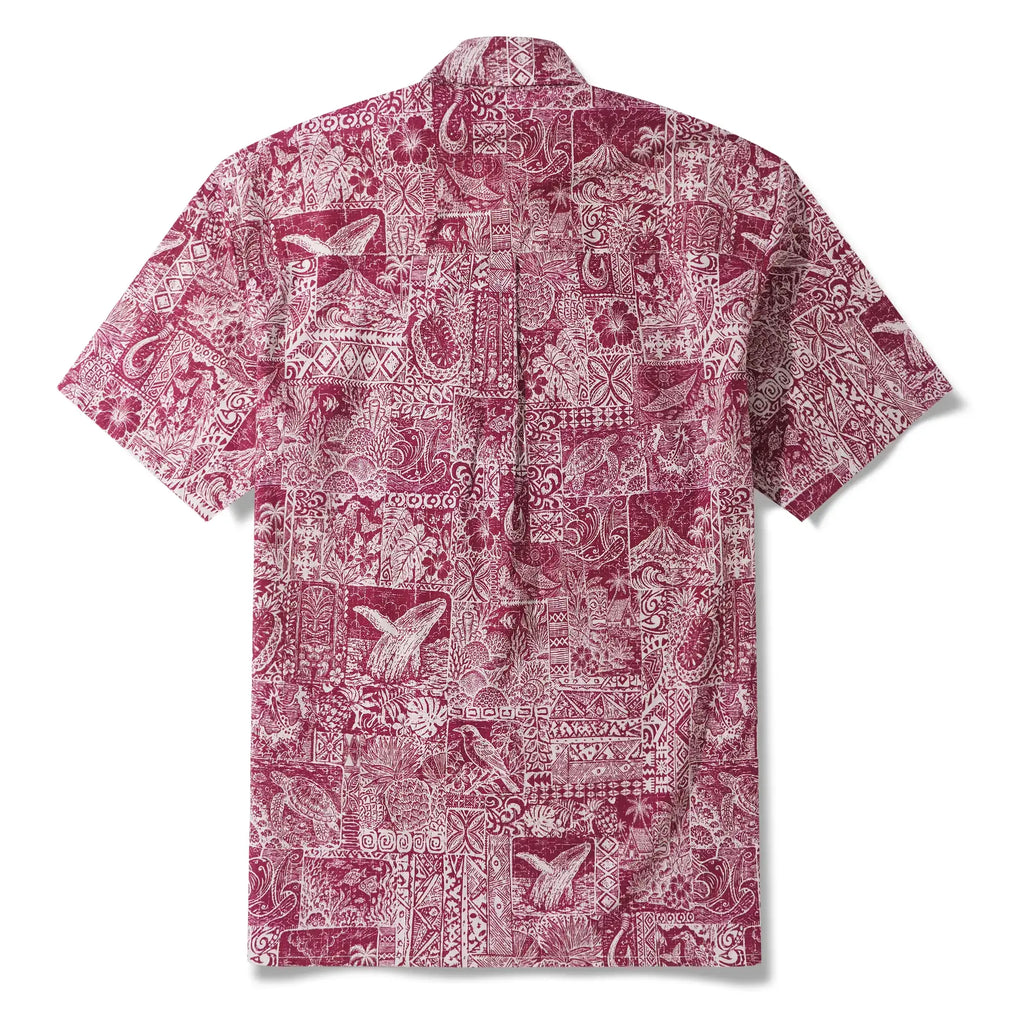 Men's Hawaiian Shirt Short Sleeve Button-down 100% Cotton Red Aloha Tiki  Isle Archive - Burgundy Red By Cigar