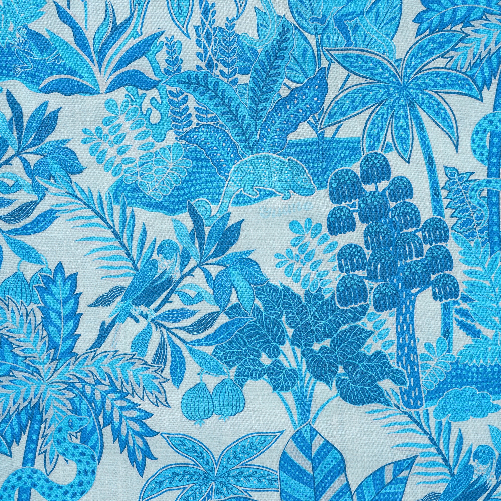 Men's Blue Hawaiian Shirt Tropical Shirt Short Sleeve Button-down 100% Cotton Blue Aloha Jungle Paradise By Huan huan