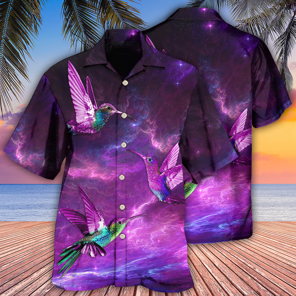 Hummingbird Love Sky In Purple - Hawaiian Shirt