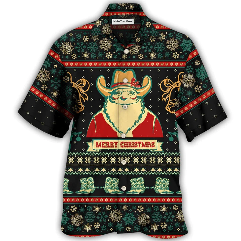 Cowboy Santa Christmas Old Man - Hawaiian Shirt