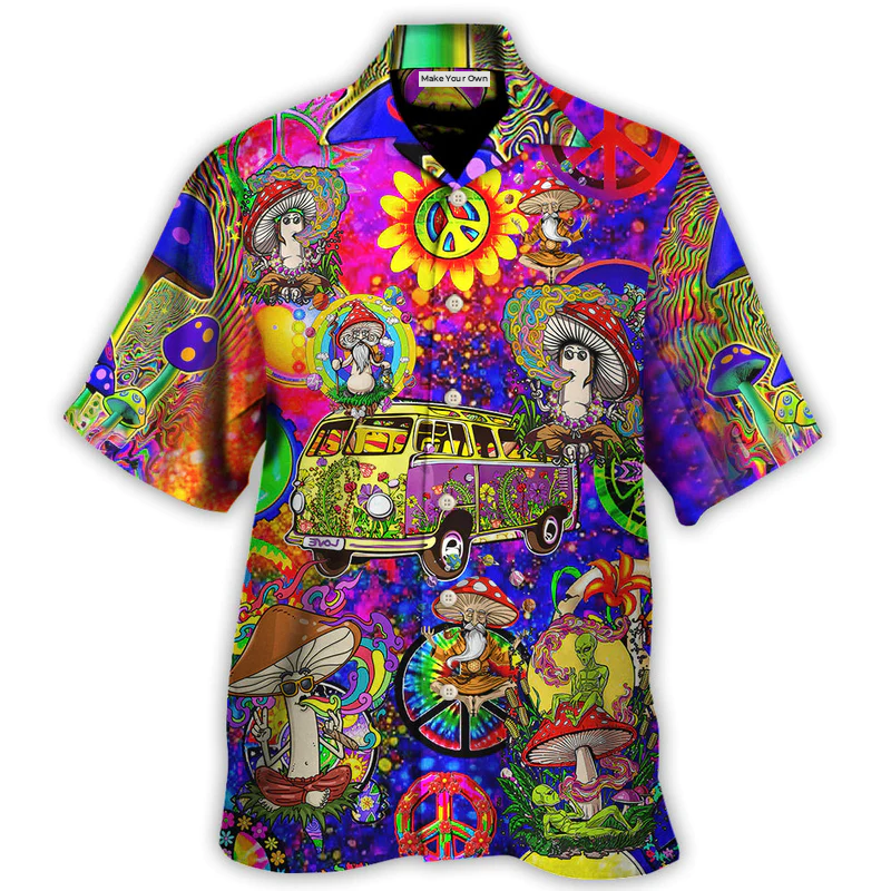 Hippie Mushroom Peace Life Be Hippie Amazing Style - Hawaiian Shirt