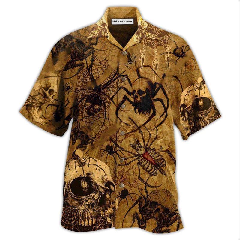 Skull Im Only Here For The Spiders - Hawaiian Shirt