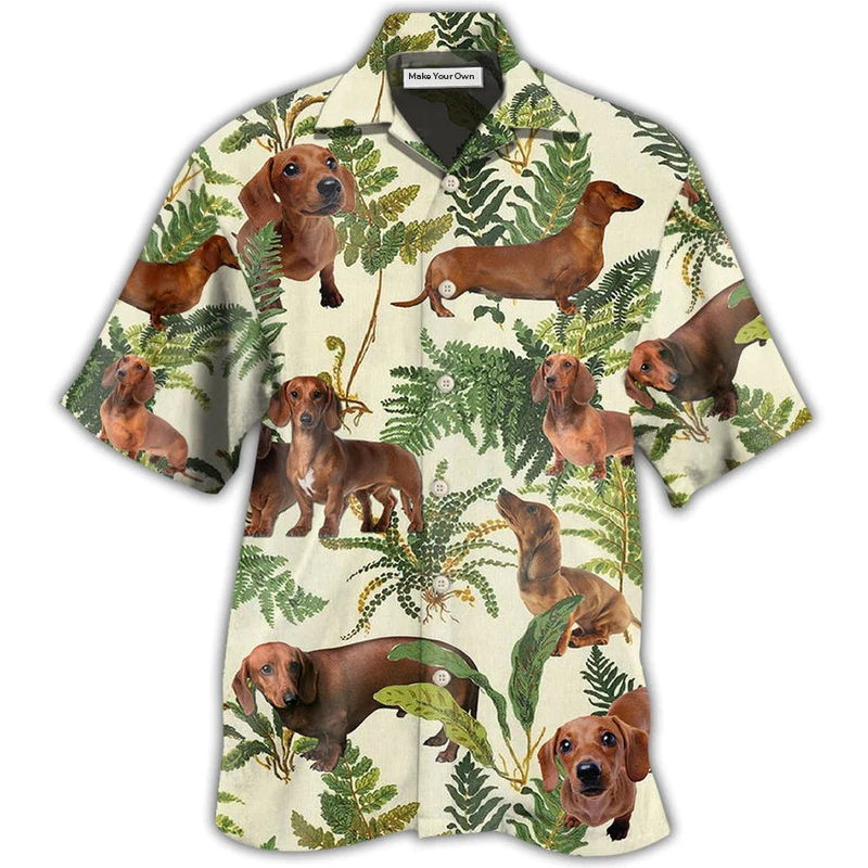 Dachshund Tropical Leaf Lovely - Hawaiian Shirt