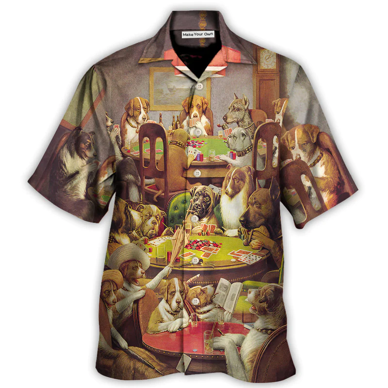 Gambling Dog Playing Poker - Hawaiian Shirt