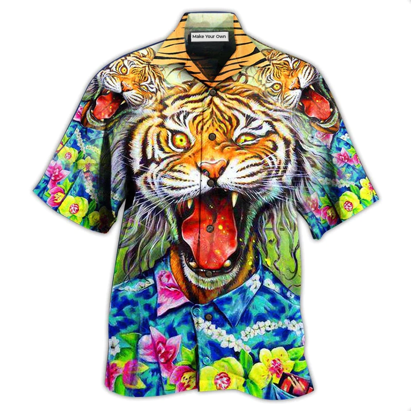 Tiger Awesome With Floral - Hawaiian Shirt