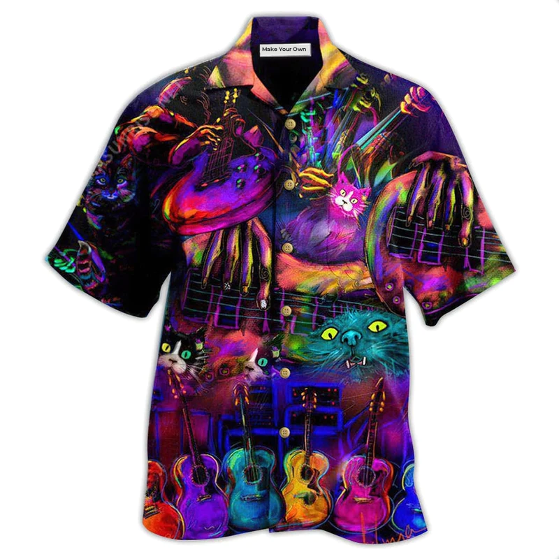 Guitar My Cats And I Play Guitars We Destroy Silent - Hawaiian Shirt