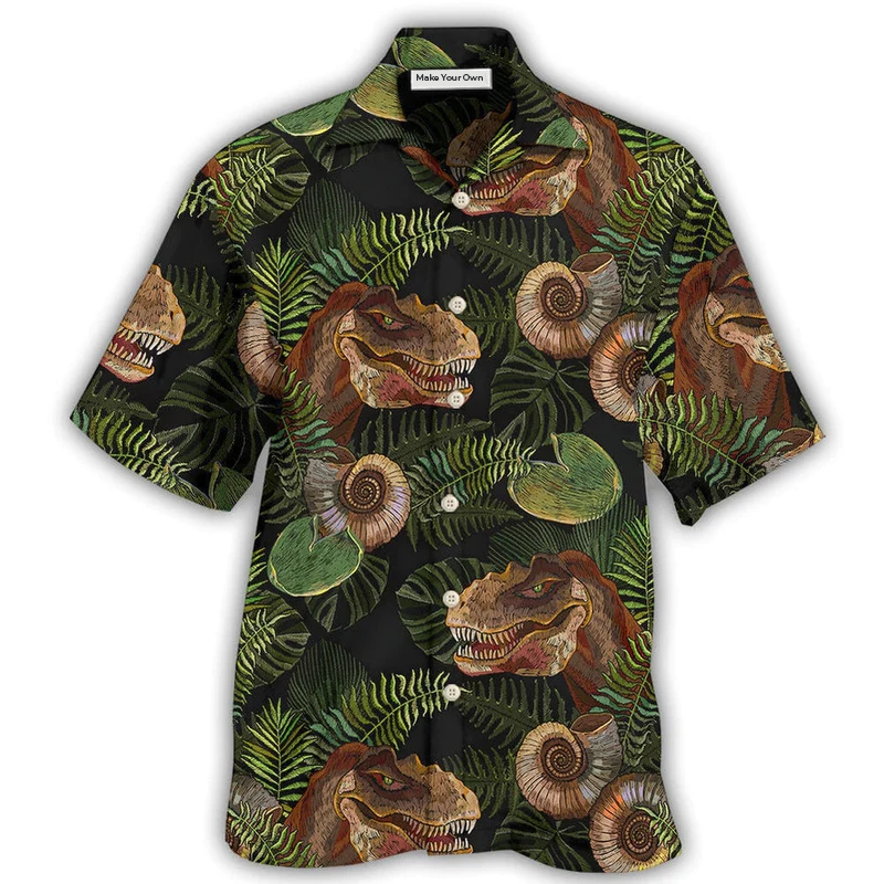 Dinosaur Tropical Leaves Cool Style - Hawaiian Shirt