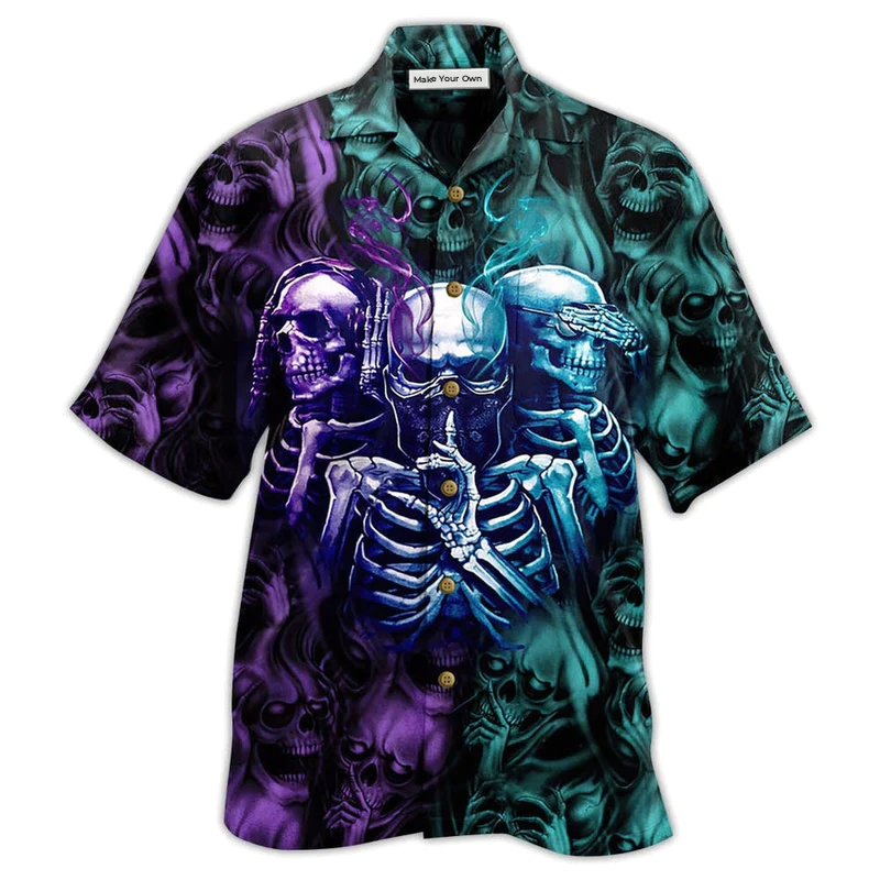 Skull Neither Hear Nor See - Hawaiian Shirt