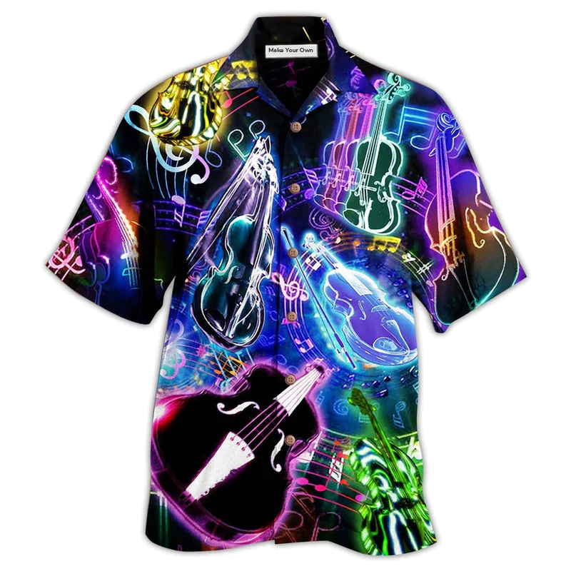Violin Music Neon Style - Hawaiian Shirt