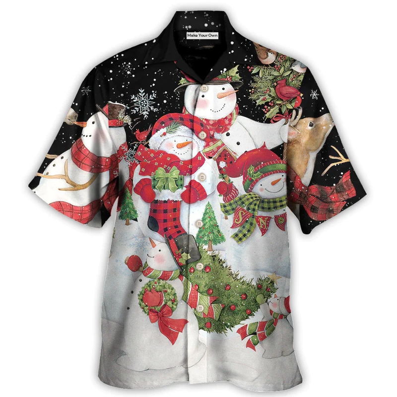 Christmas Cutie Snowman Happy Xmas Cardinal - Hawaiian Shirt