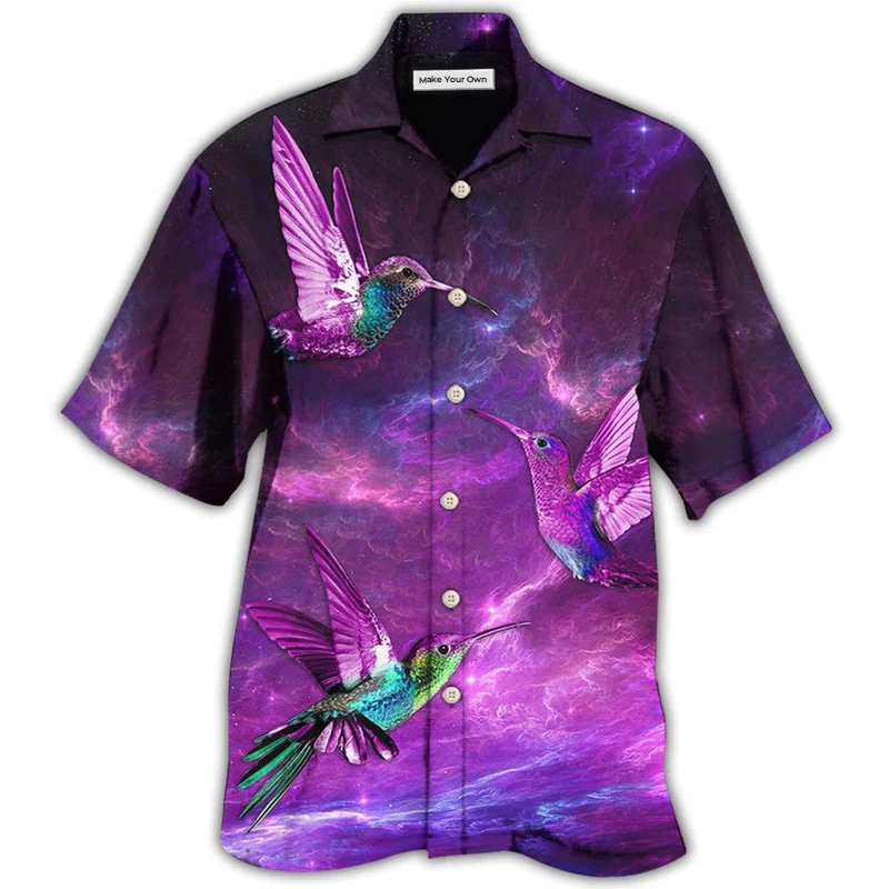 Hummingbird Love Sky In Purple - Hawaiian Shirt
