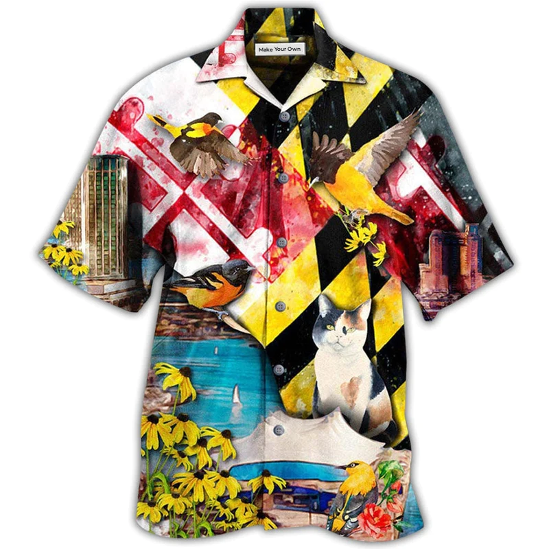 Cat Beautiful Maryland State - Hawaiian Shirt